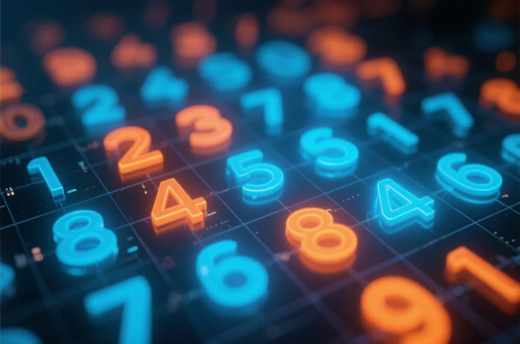 抽象的冷热数字示意图，强调随机性和选择